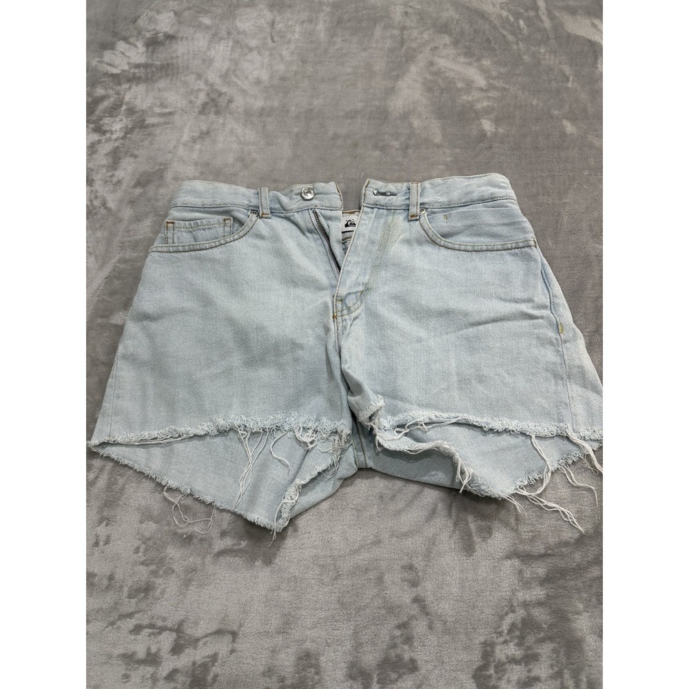 Quicksilver Shorts Women Size‎ 28 Cut-off Denim Frayed Hem Zipper Button EUC
